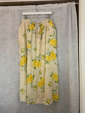 Free People Cream Maxi Skirt with Yellow Floral Motif